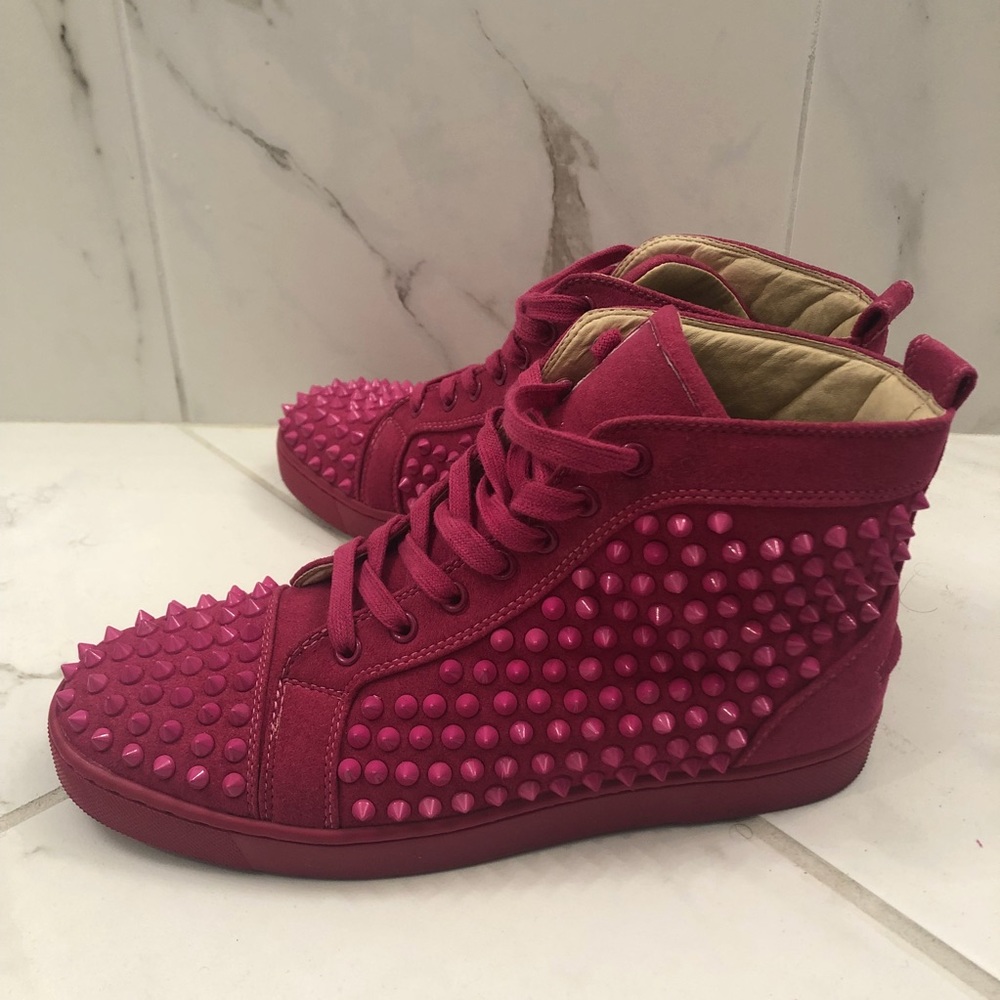 Fashion red bottom spiked sneaker woman shoes
